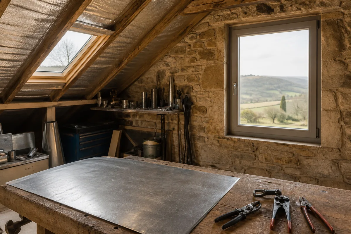 Maison individuelle en rénovation avec combles isolés et fenêtres remplacées