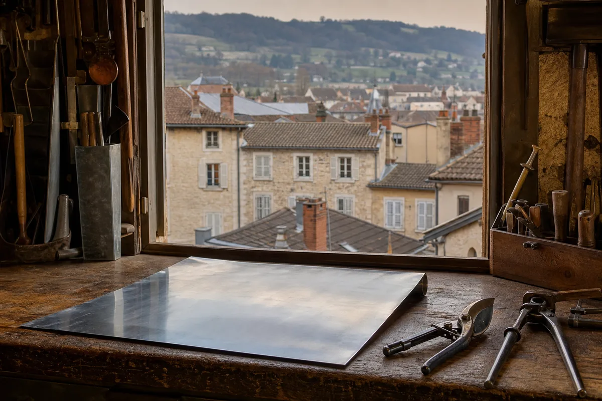 Vue d&rsquo;un quartier ancien de Mâcon avec ses toitures et ses façades en pierre