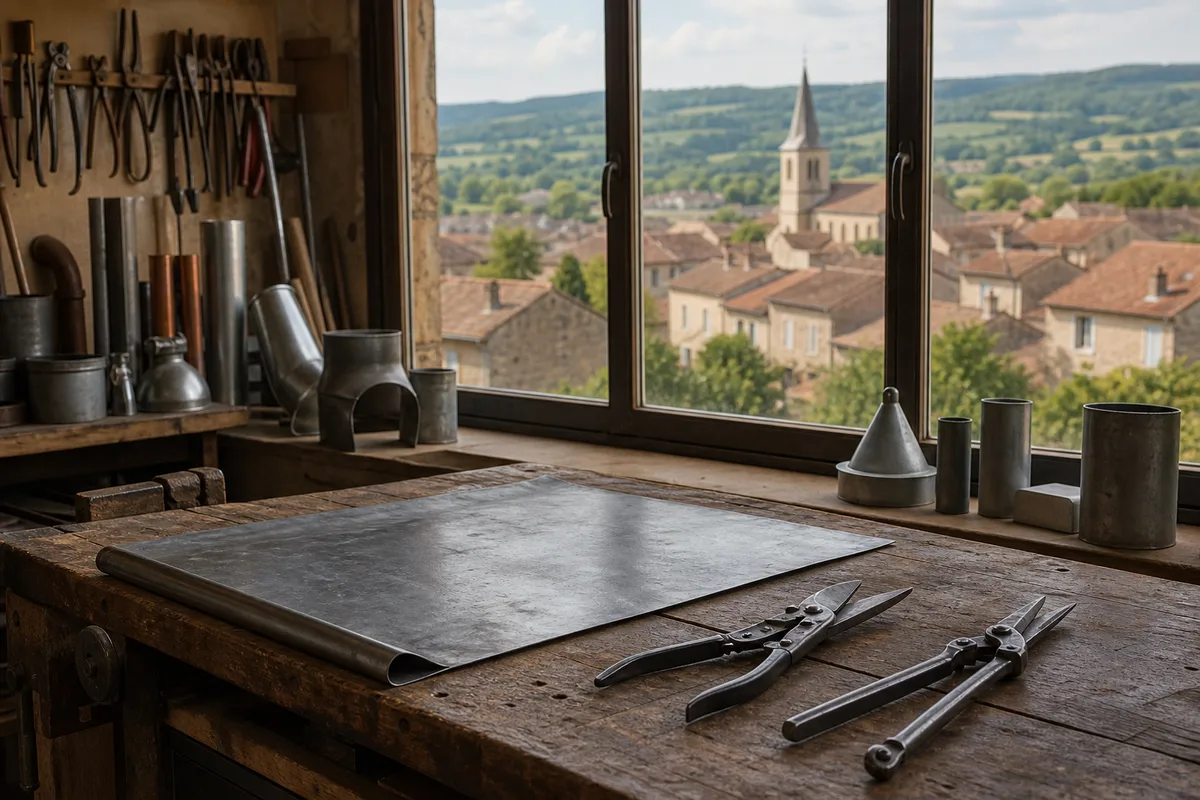 Village du Val de Saône vu depuis la plaine, avec ses toits en tuiles et son clocher